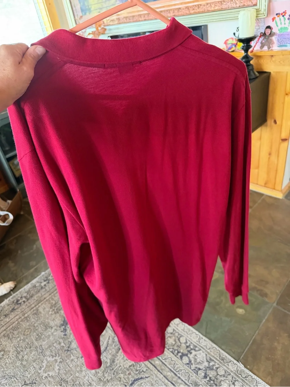 Ralph Lauren Long-Sleeve Polo Shirt in Burgundy with Navy Pony